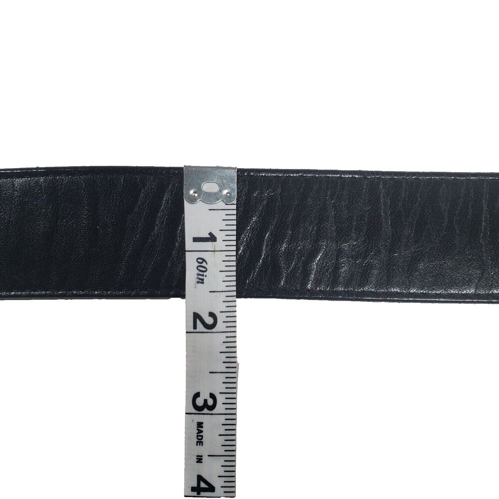 Justin Men’s Black Leather Belt Size 44 Made In USA Full Grain Classic 1.5" Wide - Picture 5 of 8